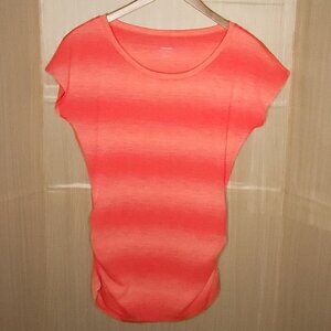 Reebok Orange Striped Athletic Ruched Tunic Top Small
